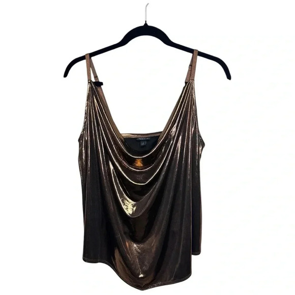 Torrid Metallic Bronze Liquid Shine Chic Trendy Cowl Cami Adjustable Straps s 1 - Picture 2 of 8